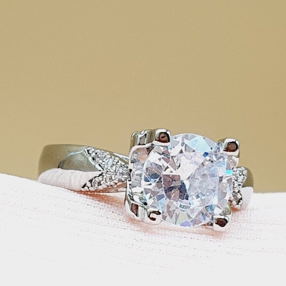 Beautiful Engagement Pure Cubic Silver Rings for Women, INDN8445 - Picture 7 of 8